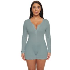 Morning Blue	 - 	long Sleeve Boyleg Swimsuit by ColorfulSwimWear