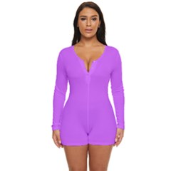 Purple Heliotrope	 - 	long Sleeve Boyleg Swimsuit