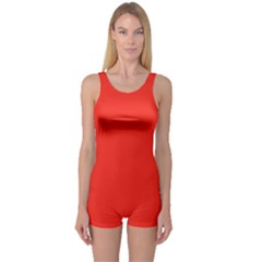 Fire Engine Red	 - 	one Piece Boyleg Swimsuit by ColorfulSwimWear