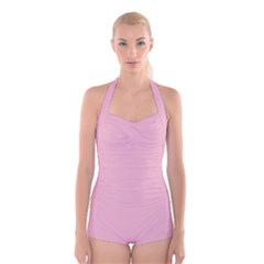 Crepe Pink	 - 	Boyleg Halter Swimsuit