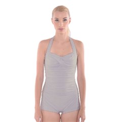 Silver Plated Grey	 - 	boyleg Halter Swimsuit by ColorfulSwimWear