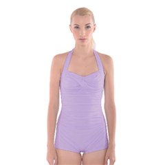 Thistle Purple	 - 	boyleg Halter Swimsuit by ColorfulSwimWear