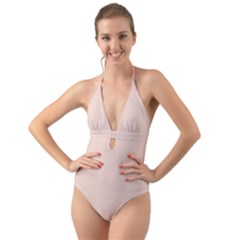 Silver Peony	 - 	halter Cut-out One Piece Swimsuit