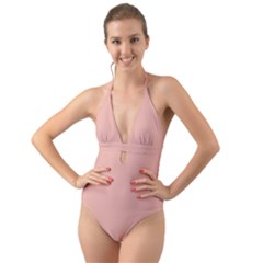 Peach Bud	 - 	halter Cut-out One Piece Swimsuit