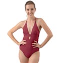 Japanese Carmine Red	 - 	Halter Cut-Out One Piece Swimsuit View1