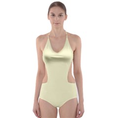 Creamy Yellow	 - 	cut-out One Piece Swimsuit by ColorfulSwimWear