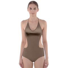 Otter Brown	 - 	cut-out One Piece Swimsuit by ColorfulSwimWear