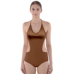 Russet Brown	 - 	cut-out One Piece Swimsuit by ColorfulSwimWear