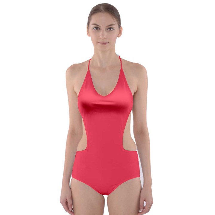 Sizzling Red	 - 	Cut-Out One Piece Swimsuit