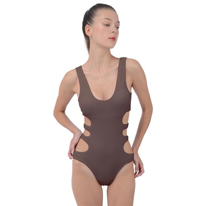 Dark Tuscan Brown	 - 	Side Cut Out Swimsuit