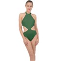 Basil Green	 - 	Halter Side Cut Swimsuit View1