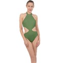 Crocodile Green	 - 	Halter Side Cut Swimsuit View1