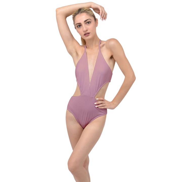 Lipstick Pink	 - 	Plunging Cut Out Swimsuit