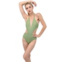 Iguana Green	 - 	Plunging Cut Out Swimsuit View1