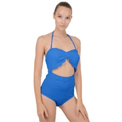 Bright Navy Blue	 - 	scallop Top Cut Out Swimsuit by ColorfulSwimWear