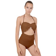 Clay Brown	 - 	scallop Top Cut Out Swimsuit by ColorfulSwimWear