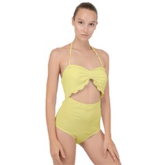 Daffodil Yellow	 - 	scallop Top Cut Out Swimsuit by ColorfulSwimWear