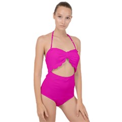 Hollywood Cerise	 - 	scallop Top Cut Out Swimsuit by ColorfulSwimWear