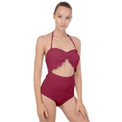 Chili Pepper Red	 - 	scallop Top Cut Out Swimsuit by ColorfulSwimWear