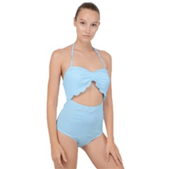 Robin Egg Blue	 - 	scallop Top Cut Out Swimsuit by ColorfulSwimWear