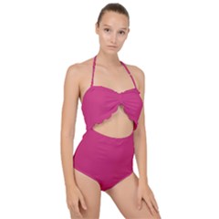 Pink Yarrow	 - 	scallop Top Cut Out Swimsuit by ColorfulSwimWear