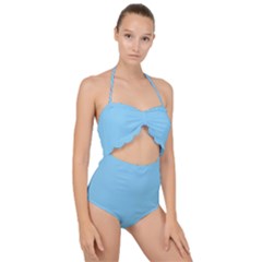 Baby Blue	 - 	Scallop Top Cut Out Swimsuit