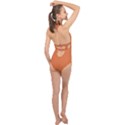 Coral Rose Orange	 - 	Halter Front Plunge Swimsuit View2