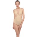 Light Tuscan Orange	 - 	Halter Front Plunge Swimsuit View1