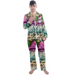 Charm Toadstool Necromancy Magician Conjuration Sorcery Spell Mojo Chanterelle Men s Long Sleeve Satin Pajamas Set by GardenOfOphir