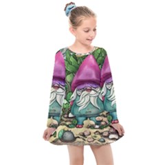 Charm Toadstool Necromancy Magician Conjuration Sorcery Spell Mojo Chanterelle Kids  Long Sleeve Dress by GardenOfOphir