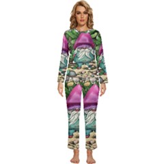 Charm Toadstool Necromancy Magician Conjuration Sorcery Spell Mojo Chanterelle Womens  Long Sleeve Lightweight Pajamas Set