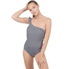 Old Silver Grey	 - 	frilly One Shoulder Swimsuit by ColorfulSwimWear