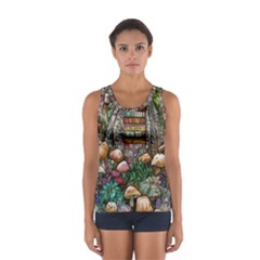 Bewitch Stipe Black Art Incantation Enchant Champignon Shiitake Witchcraft Black Magic Witch Sport Tank Top  by GardenOfOphir