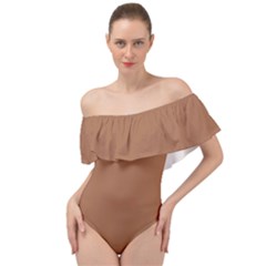 Brass Knuckles Brown	 - 	off Shoulder Velour Bodysuit by ColorfulSwimWear