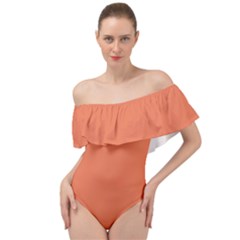 Burnt Sienna Orange	 - 	off Shoulder Velour Bodysuit by ColorfulSwimWear