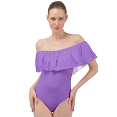 Iris Purple	 - 	off Shoulder Velour Bodysuit by ColorfulSwimWear