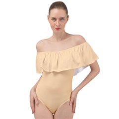 Deep Champagne White	 - 	off Shoulder Velour Bodysuit by ColorfulSwimWear