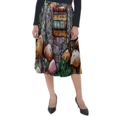 Bewitch Stipe Black Art Incantation Enchant Champignon Shiitake Witchcraft Black Magic Witch Classic Velour Midi Skirt  by GardenOfOphir