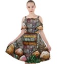 Bewitch Stipe Black Art Incantation Enchant Champignon Shiitake Witchcraft Black Magic Witch Cut Out Shoulders Chiffon Dress View1