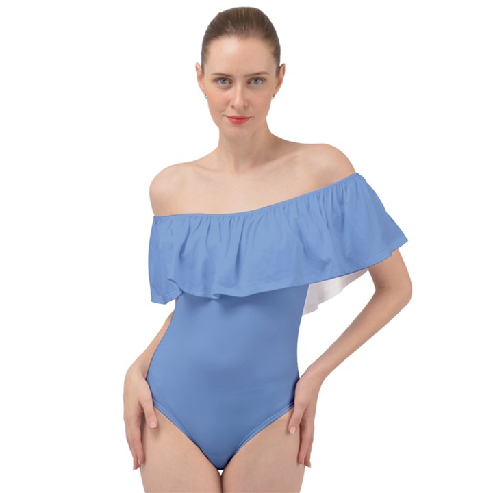 Provence Blue	 - 	Off Shoulder Velour Bodysuit