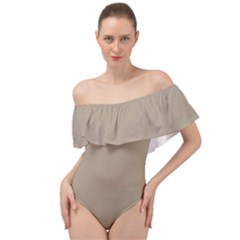 Grullo Brown	 - 	off Shoulder Velour Bodysuit by ColorfulSwimWear