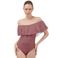 Marsala Brown	 - 	off Shoulder Velour Bodysuit by ColorfulSwimWear