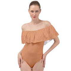 Raw Sienna Orange	 - 	off Shoulder Velour Bodysuit by ColorfulSwimWear