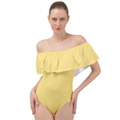 Mellow Yellow	 - 	off Shoulder Velour Bodysuit by ColorfulSwimWear