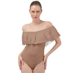 Tuscan Brown	 - 	off Shoulder Velour Bodysuit by ColorfulSwimWear