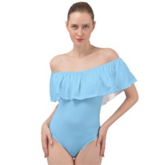 Baby Blue	 - 	Off Shoulder Velour Bodysuit