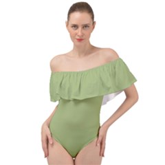 Iguana Green	 - 	Off Shoulder Velour Bodysuit