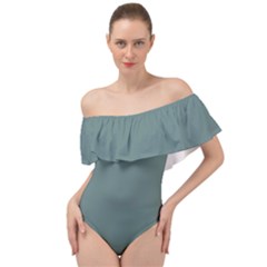 Greyish Turquoise	 - 	off Shoulder Velour Bodysuit by ColorfulSwimWear