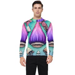 Veil Presto Psilocybin Superstition Agaric Trick Button Mushroom Sciopticon Diablerie Voodoo Fairy Men s Long Sleeve Rash Guard by GardenOfOphir