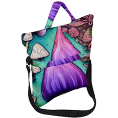 Veil Presto Psilocybin Superstition Agaric Trick Button Mushroom Sciopticon Diablerie Voodoo Fairy Fold Over Handle Tote Bag by GardenOfOphir